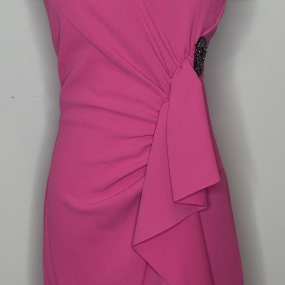 Pinko GAFF ABITO Fuchsia Ruffle Midi Dress IT 38 US 2 Elegant Cocktail - Picture 4 of 15